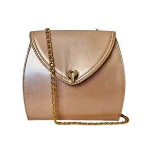 Vintage Frenchy of California Dusty Rose Glossy Leather Crossbody Evening Bag